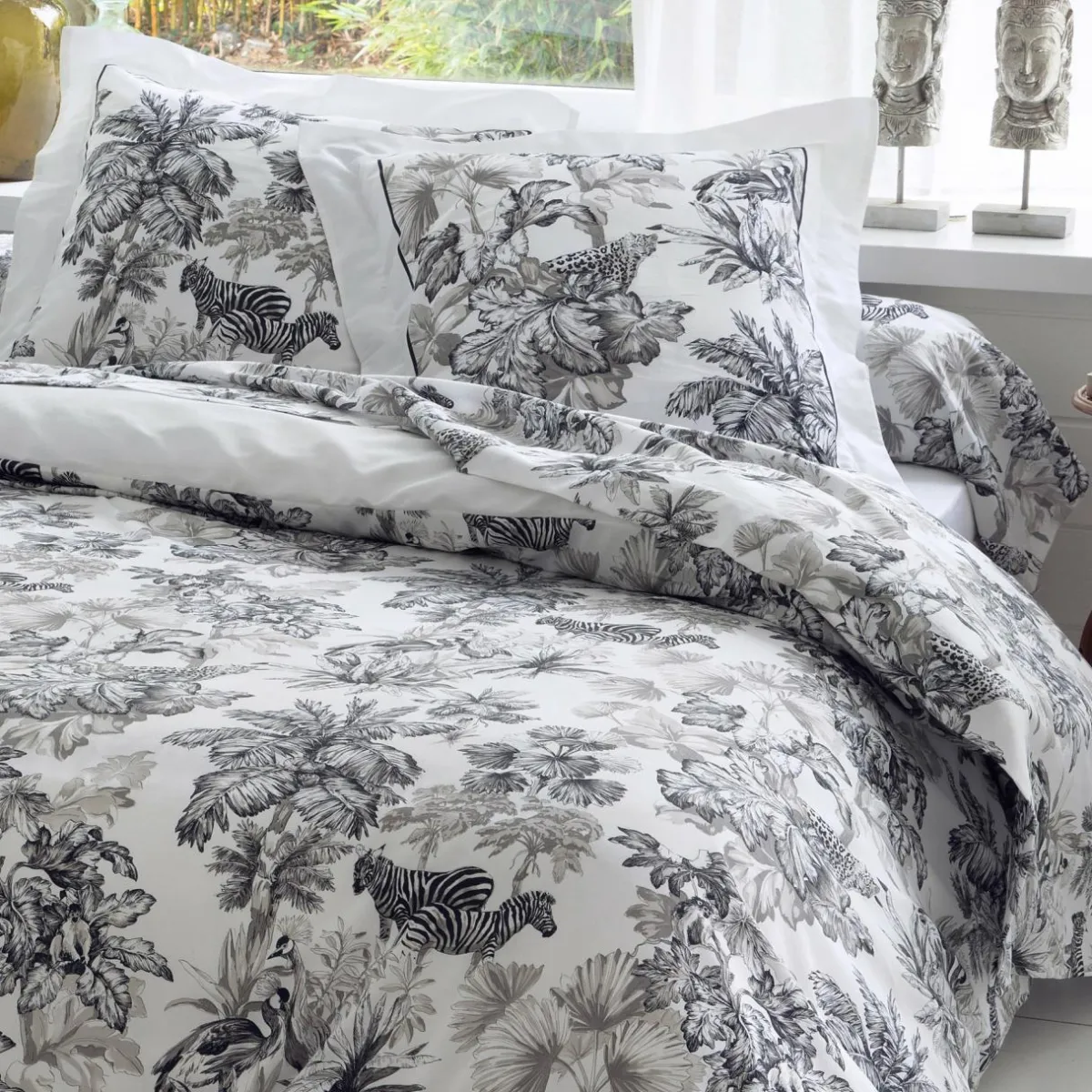 TRADILINGE Taie de traversin satin de coton (L200 cm) Savane e Noir Best