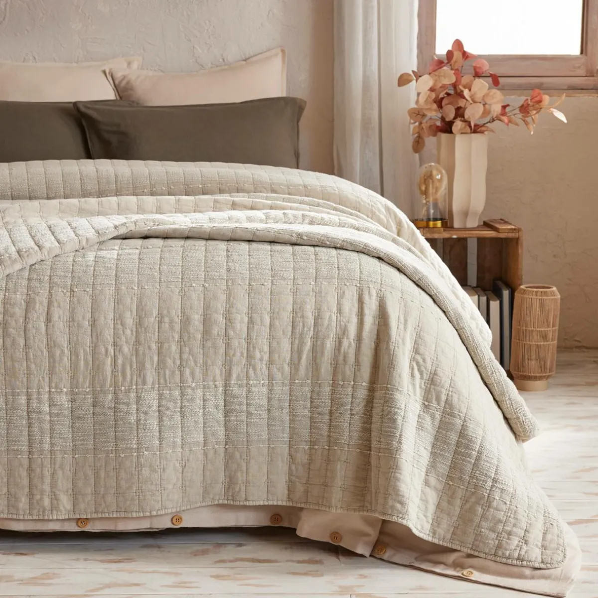 EMINZA Taie d'oreiller carrée coton (60 x 60 cm) Lena sable Beige