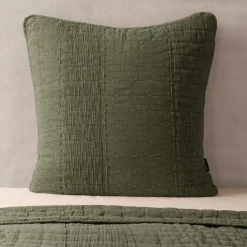 EMINZA Taie d'oreiller carrée coton (60 x 60 cm) Lena Vert romarin Clearance