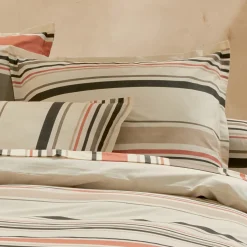 TRADI LINGE Taie d'oreiller carrée coton lavé (65 x 65 cm) Hugo Corail Orange Outlet