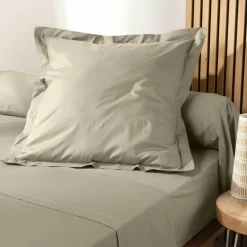 DOUCEUR D'INTERIEUR Taie d'oreiller carrée coton bio (63 x 63 cm) Biolina Taupe Sale
