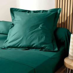 DOUCEUR D'INTERIEUR Taie d'oreiller carrée coton bio (63 x 63 cm) Biolina Vert émeraude Online
