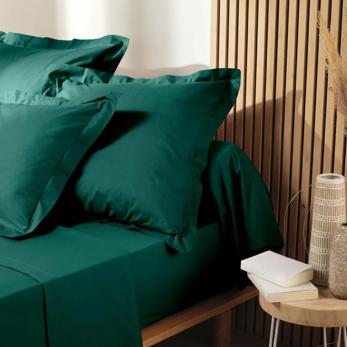 DOUCEUR D'INTERIEUR Taie d'oreiller carrée coton bio (63 x 63 cm) Biolina Vert émeraude Online