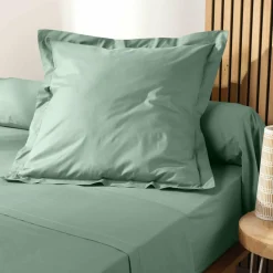 DOUCEUR D'INTERIEUR Taie d'oreiller carrée coton bio (63 x 63 cm) Biolina Vert sauge Outlet