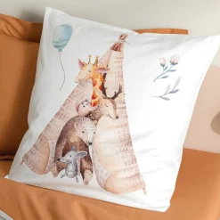TRADILINGE Taie d'oreiller carrée enfant percale de coton ( 65 x 65 cm) Tipi Multicolore
