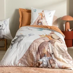 TRADILINGE Taie d'oreiller carrée enfant percale de coton ( 65 x 65 cm) Tipi Multicolore