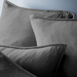 EMINZA Taie d'oreiller carrée flanelle de coton (63 x 63 cm) Théa Gris Anthracite Best