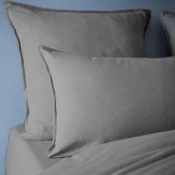 EMINZA Taie d'oreiller carrée flanelle de coton (63 x 63 cm) Théa Gris Anthracite Best
