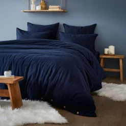 EMINZA Taie d'oreiller carrée flanelle de coton (80 x 80 cm) Nina Bleu nuit Clearance