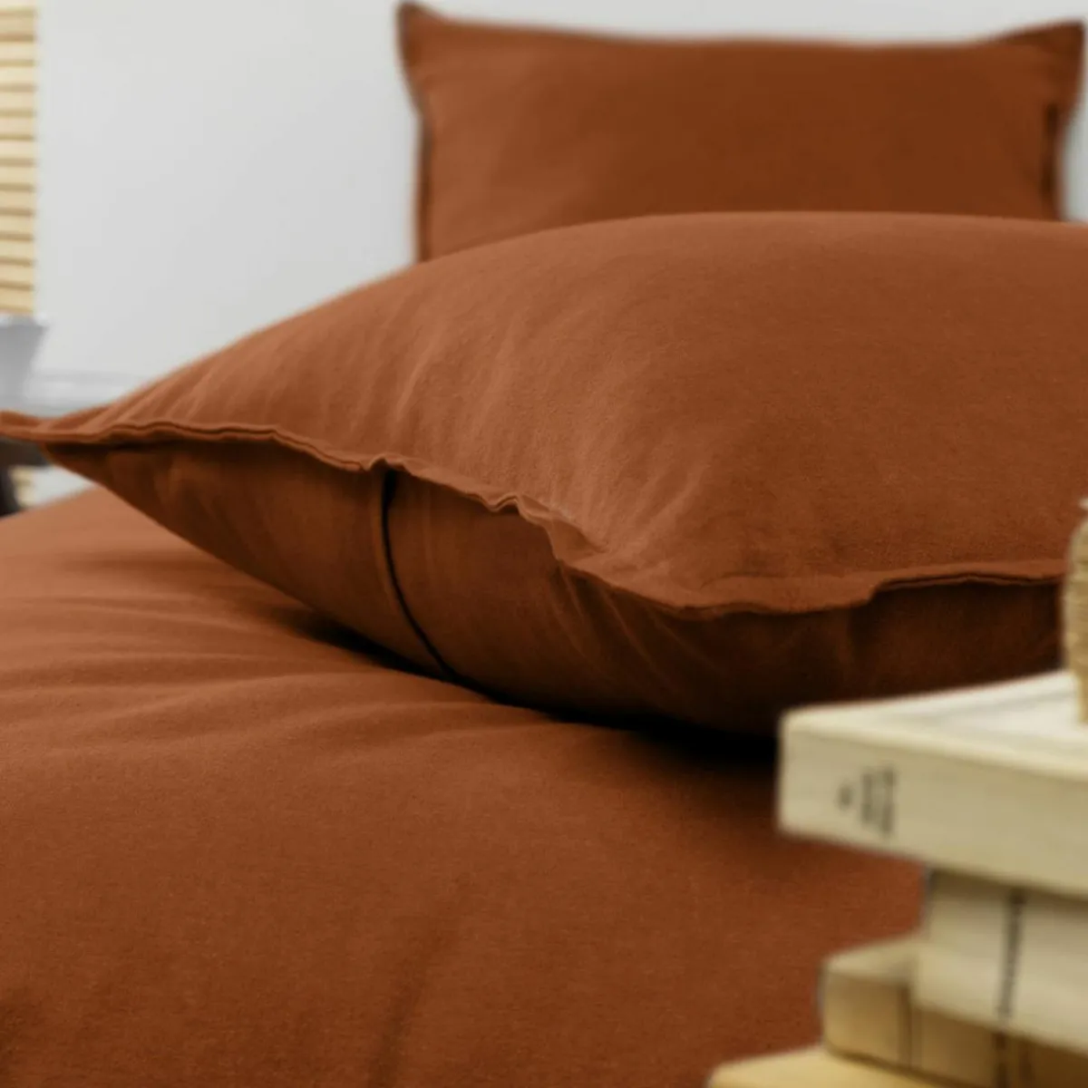 EMINZA Taie d'oreiller carrée flanelle de coton (63 x 63 cm) Nina Terracotta Best