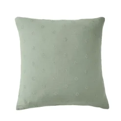 EMINZA Taie d'oreiller carrée gaze de coton (60 x 60 cm) Gaïa Boho Vert Eucalyptus New