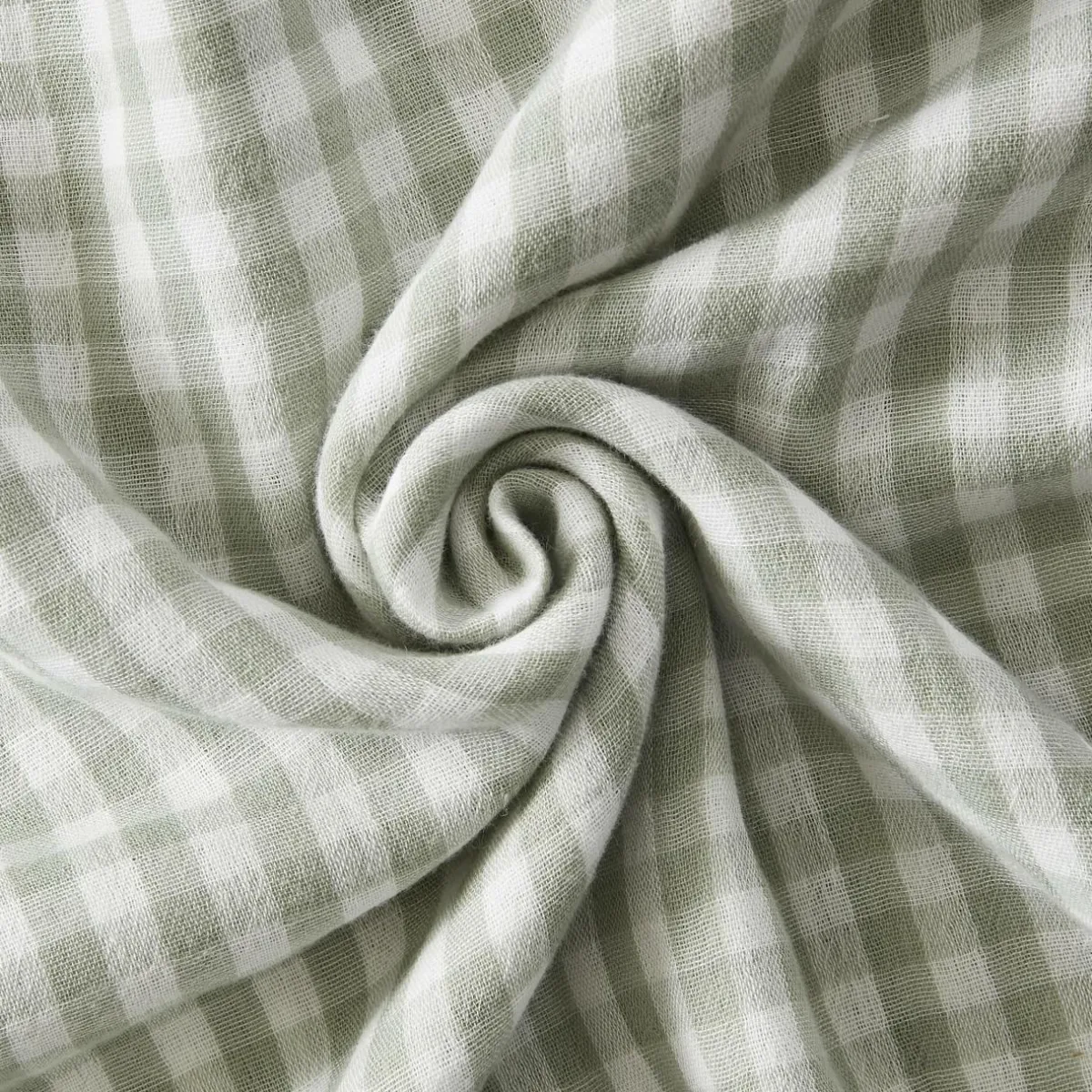 EMINZA Taie d'oreiller carrée gaze de coton (80 x 80 cm) Gaïa Vichy Vert eucalyptus Vichy eucalyptus Outlet