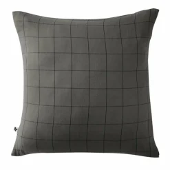 EMINZA Taie d'oreiller carrée gaze de coton (60 x 60 cm) Gaïa Match Gris granit Gris foncé