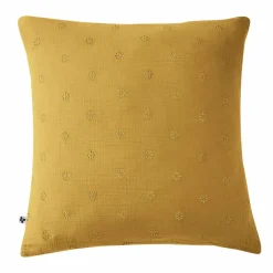EMINZA Taie d'oreiller carrée gaze de coton (60 x 60 cm) Gaïa Boho Jaune safran New