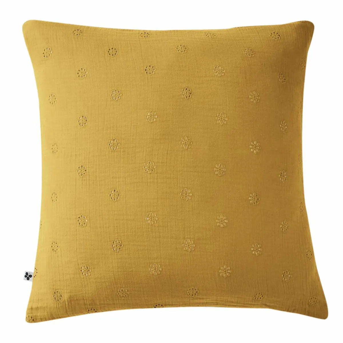 EMINZA Taie d'oreiller carrée gaze de coton (60 x 60 cm) Gaïa Boho Jaune safran New