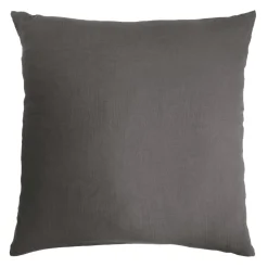 EMINZA Taie d'oreiller carrée gaze de coton (60 x 60 cm) Gaïa Gris granit Gris foncé New