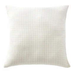 EMINZA Taie d'oreiller carrée gaze de coton (60 x 60 cm) Gaïa vichy Beige Discount