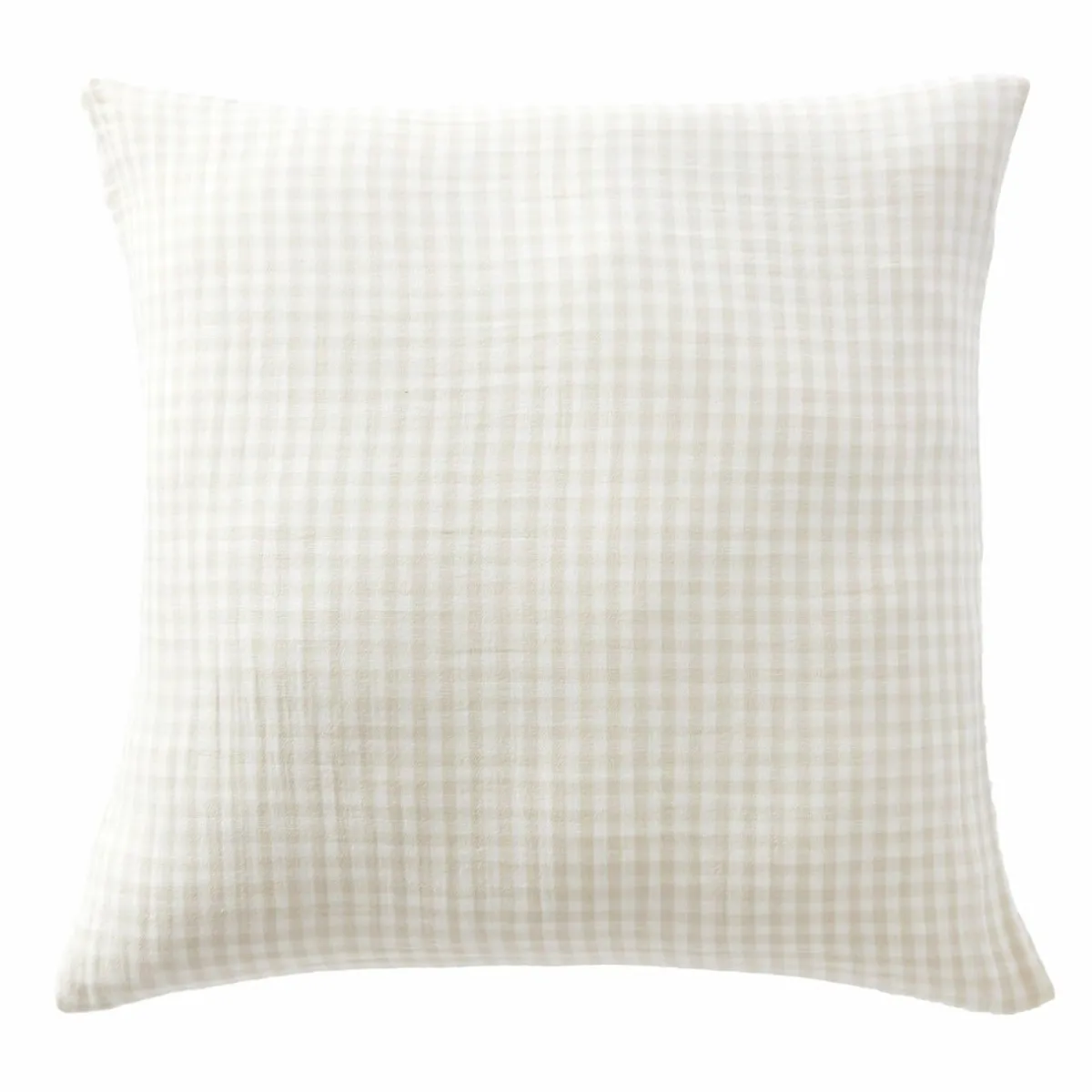 EMINZA Taie d'oreiller carrée gaze de coton (60 x 60 cm) Gaïa vichy Beige Discount