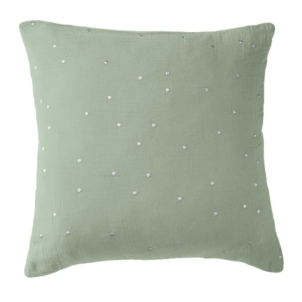 EMINZA Taie d'oreiller carrée gaze de coton (60 x 60 cm) Gaïa Chic Vert Eucalyptus Clearance