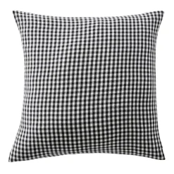 EMINZA Taie d'oreiller carrée gaze de coton (60 x 60 cm) Gaïa vichy e Noir Outlet