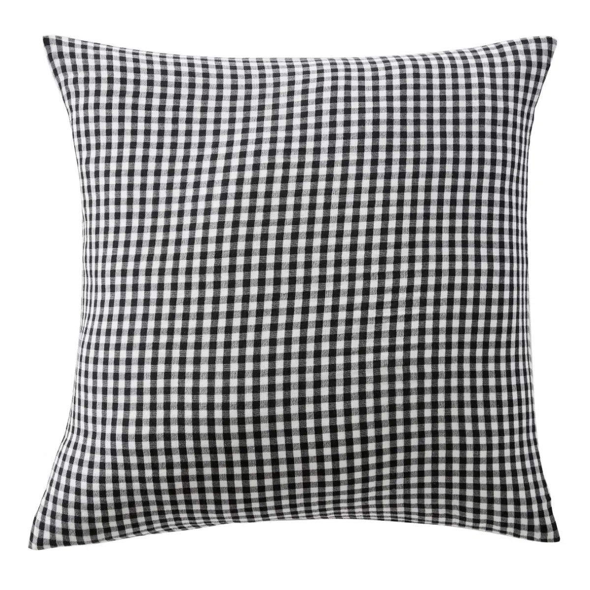 EMINZA Taie d'oreiller carrée gaze de coton (60 x 60 cm) Gaïa vichy e Noir Outlet