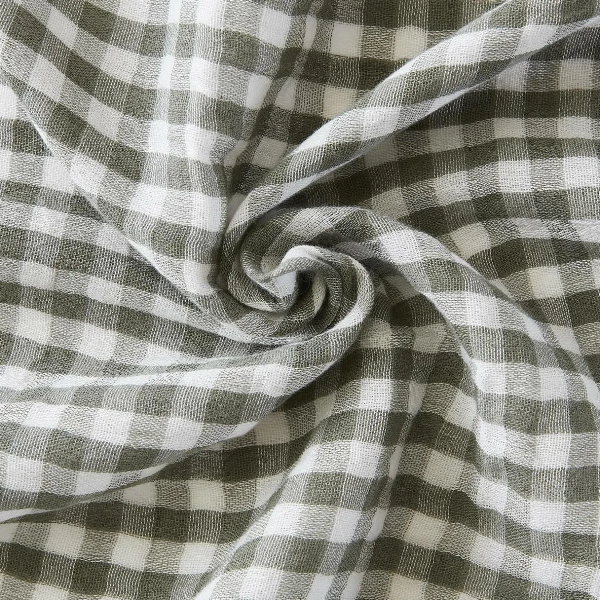 EMINZA Taie d'oreiller carrée gaze de coton (80 x 80 cm) Gaïa Vichy Vert romarin Vichy romarin Outlet