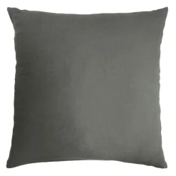 EMINZA Taie d'oreiller carrée gaze de coton (80 x 80 cm) Gaïa Gris granit Gris foncé Hot