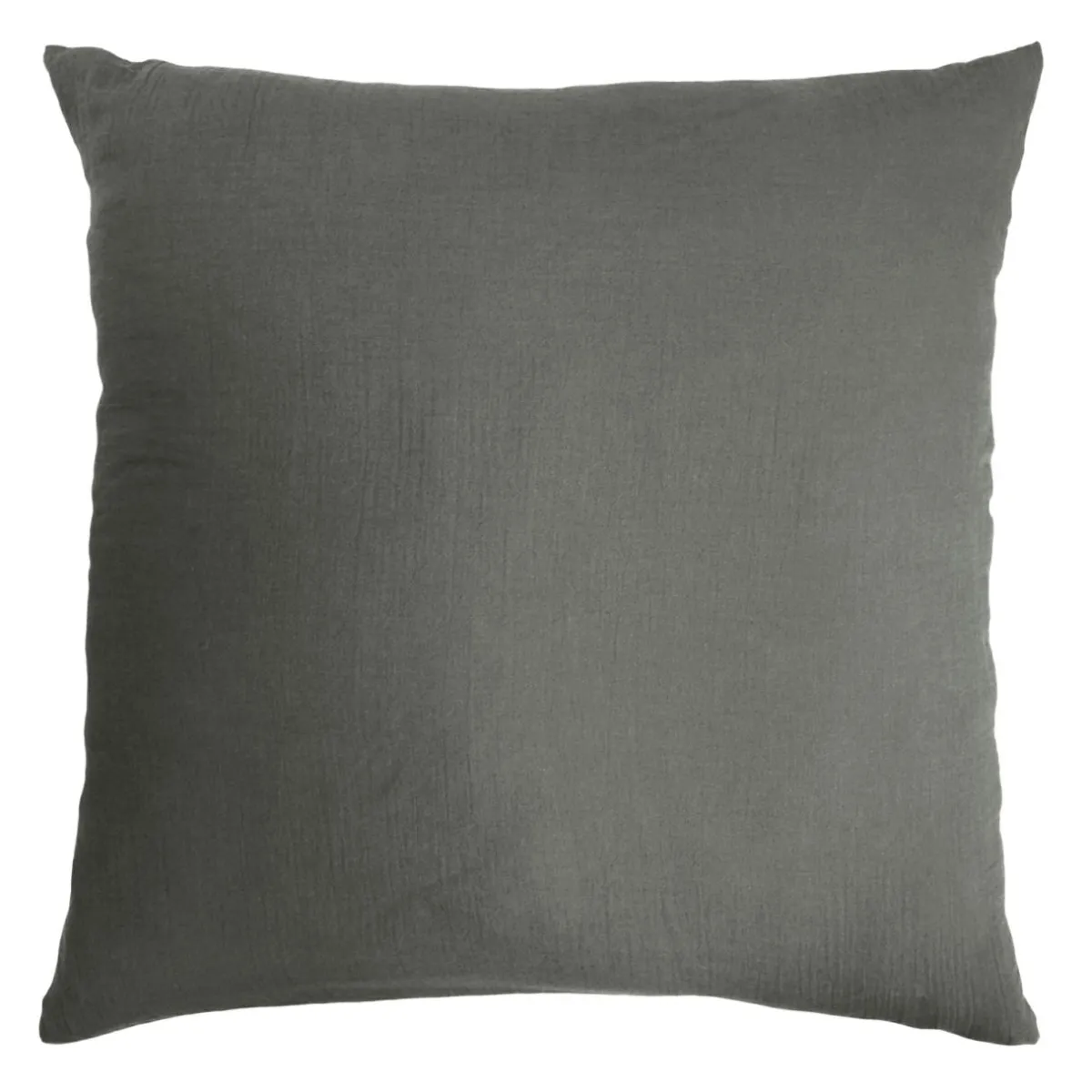 EMINZA Taie d'oreiller carrée gaze de coton (80 x 80 cm) Gaïa Gris granit Gris foncé Hot