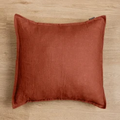EMINZA Taie d'oreiller carrée lin lavé (60 x 60 cm) Louise Terracotta Discount