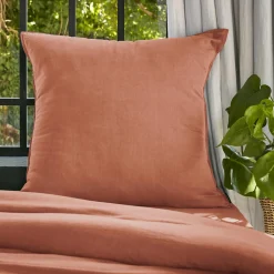 EMINZA Taie d'oreiller carrée lyocell Tencel™ lavé (80 x 80 cm) Olivia Terracotta