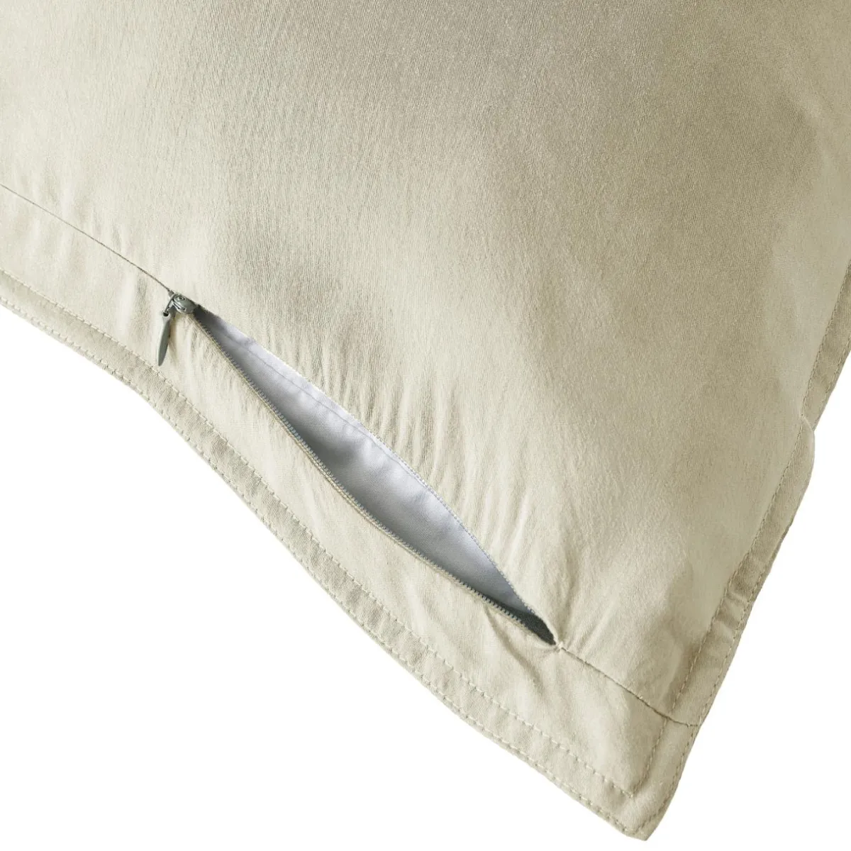 EMINZA Taie d'oreiller carrée lyocell Tencel™ lavé (80 x 80 cm) Olivia pampa Beige New