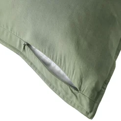 EMINZA Taie d'oreiller carrée lyocell Tencel™ lavé (63 x 63 cm) Olivia Vert romarin Best
