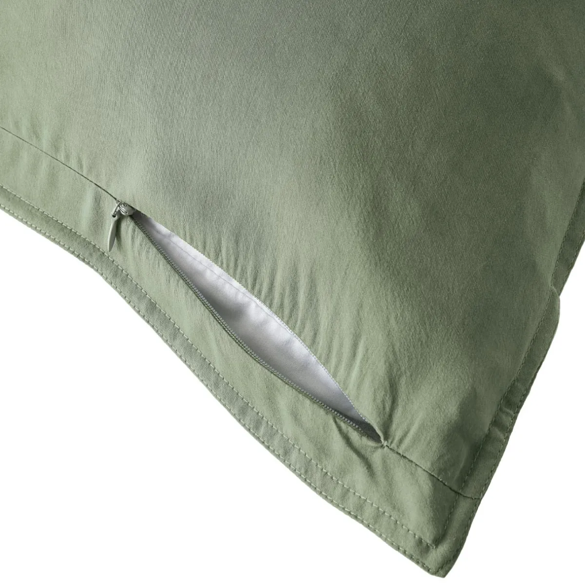 EMINZA Taie d'oreiller carrée lyocell Tencel™ lavé (63 x 63 cm) Olivia Vert romarin Best