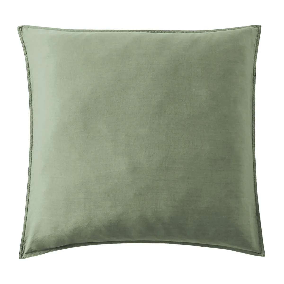 EMINZA Taie d'oreiller carrée lyocell Tencel™ lavé (80 x 80 cm) Olivia Vert romarin