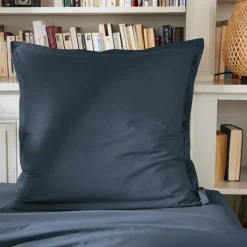 EMINZA Taie d'oreiller carrée percale de coton (65 x 65 cm) Cali Bleu marine New