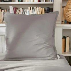 EMINZA Taie d'oreiller carrée percale de coton (80 x 80 cm) Cali Gris clair Online