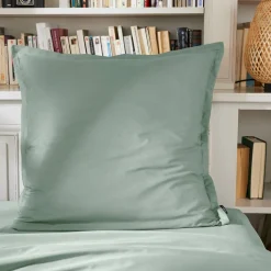 EMINZA Taie d'oreiller carrée percale de coton (65 x 65 cm) Cali Vert Eucalyptus New