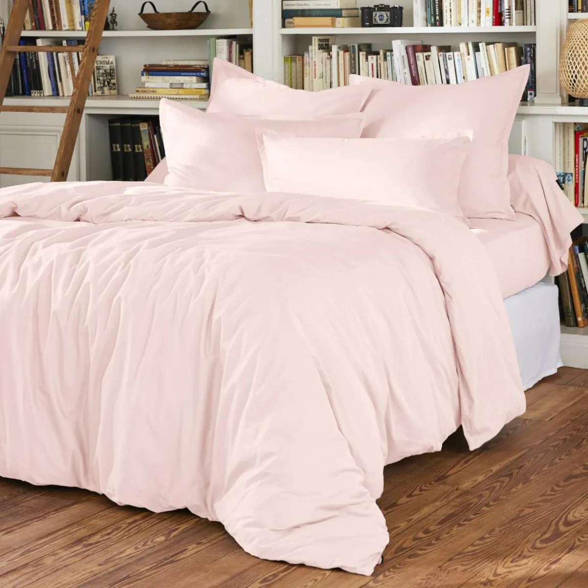 EMINZA Taie d'oreiller carrée percale de coton (80 x 80 cm) Cali Rose poudré Discount