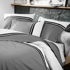 TRADI LINGE Taie d'oreiller carrée percale de coton Smoking e Gris Outlet