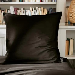 EMINZA Taie d'oreiller carrée percale de coton (65 x 65 cm) Cali e Noir New