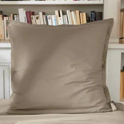 EMINZA Taie d'oreiller carrée percale de coton (80 x 80 cm) Cali Taupe Hot