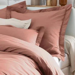 EMINZA Taie d'oreiller carrée percale de coton (80 x 80 cm) Cali Bois de rose Rose clair
