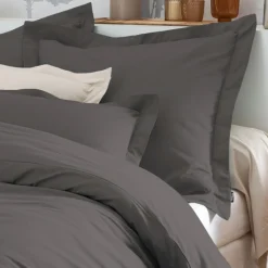 EMINZA Taie d'oreiller carrée percale de coton (65 x 65 cm) Cali Gris Anthracite Clearance