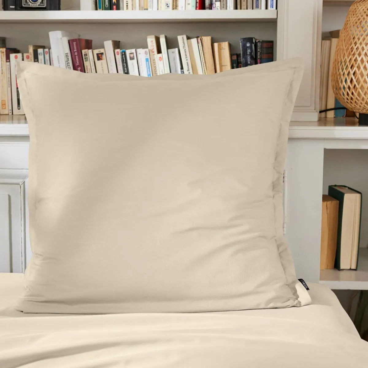 EMINZA Taie d'oreiller carrée percale de coton (65 x 65 cm) Cali Beige Outlet
