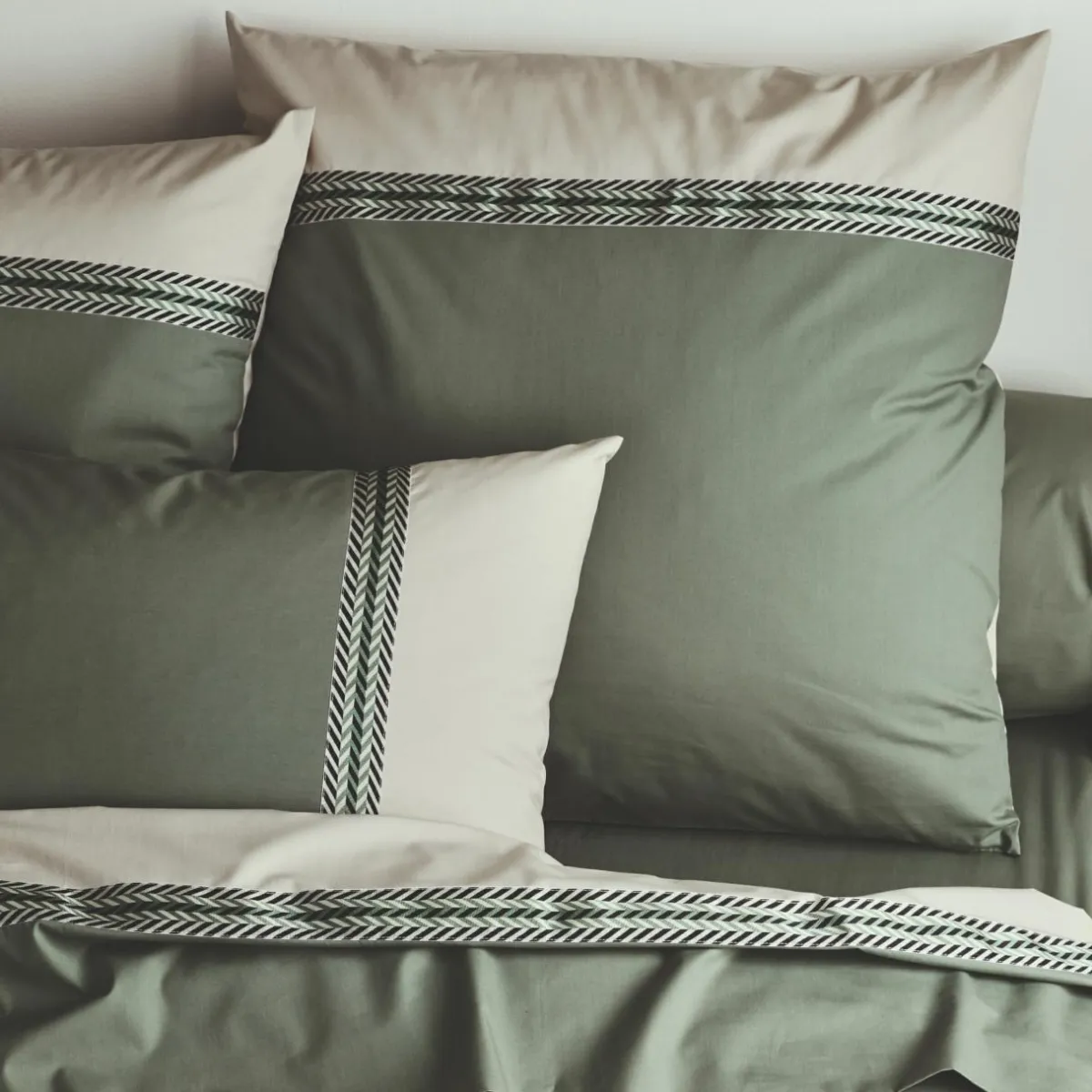 TRADILINGE Taie d'oreiller carrée percale de coton (65 x 65 cm) Noa Vert kaki Sale