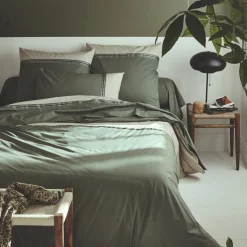 TRADILINGE Taie d'oreiller carrée percale de coton (65 x 65 cm) Noa Vert kaki Sale