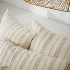 EMINZA Taie d'oreiller carrée réversible coton texturé et percale (60 x 60 cm) Alice Ficelle Best