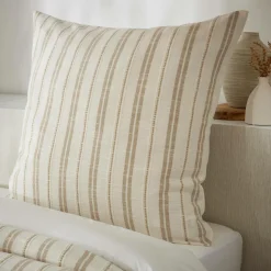 EMINZA Taie d'oreiller carrée réversible coton texturé et percale (80 x 80 cm) Alice Ficelle Outlet