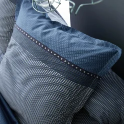 TRADI LINGE Taie d'oreiller carrée satin de coton (65 x 65 cm) Enzo e Bleu Hot
