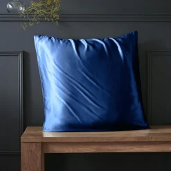 EMINZA Taie d'oreiller carrée soie de mûrier (63 x 63 cm) Mizuki Bleu marine Clearance